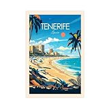 QOGDAF Tenerife - Póster de lienzo tradicional de España para decoración de dormitorio, oficina, habitación, regalo, 20 x 30 cm