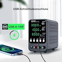 NANKADF Labornetzteil, 30V 10A labornetzgerät mit 3 Speicher-Voreinstellungen, Regelbares Netzteil mit Encoder-Regelknöpfen, 5V/3,6A USB‑Schnellladeanschluss/OCP‑Kurzschlussalarm/Ausgangsschalter – Ansicht 5