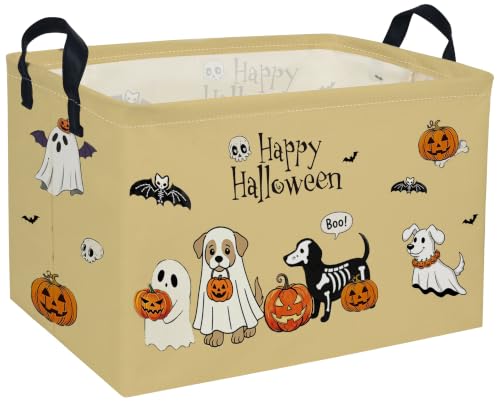 Image of RectangleHalloween Baskets Dog Basket Cute Storage Bin for Room Decor Gift Basket(Dog Halloween)