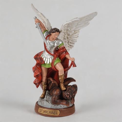 Estatua de San Miguel Arcángel color beige 12 pulgadas miniatura 7