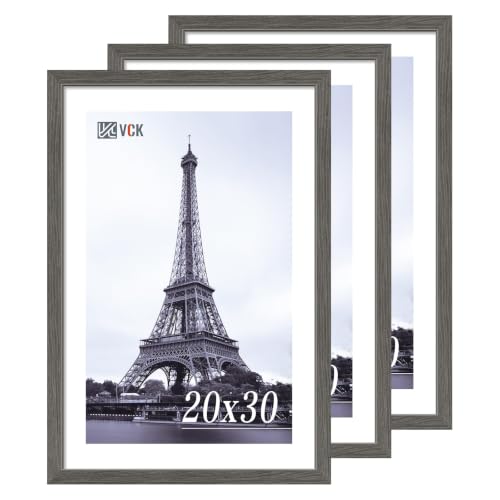 Image of VCK 20x30 Poster Frames 3 Pack, Gray Wood Picture Frame, Wall Display
