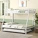 Giantex Twin Over Full Bunk Bed with Trundle, Heavy-Duty Metal Triple Bunk Beds w/Two Side Ladders & Safety Guard Rail, 3 in 1 Bunk Beds for Kids Teens, No Box Spring Needed,White