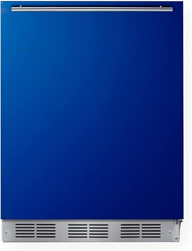 Summit Appliance BRF611WHB Refrigerador-congelador de 24 pulgadas de ancho, puerta azul cobalto, refrigeración por evaporador doble, descongelación