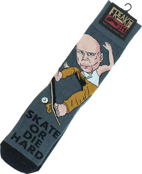 FREAKER Skate OR DIE Hard Crew Socks Grey/BLK 1pr
