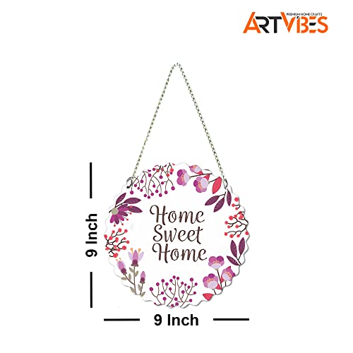 Image of Artvibes Home Sweet Home Quote Wall Hanger for Home|Office| Wall Decoration (WH 5509NN)( Multi 9)