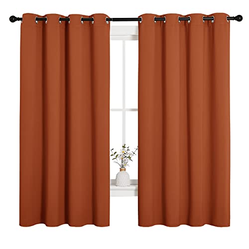 Image of NICETOWN Blackout Curtain Panels for Girls Room, Nursery Essential Thermal Insulated Solid Grommet Top Blackout Drapes (Burnt Orange, 1 Pair, 55 x 68 inches)