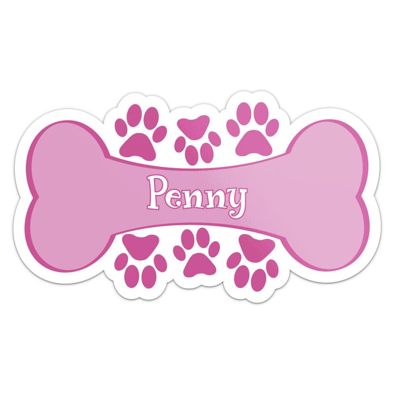 Penny Dog Bowl Name Sticker - Vinyl Waterproof Decal for Car, Laptop, Wall, Window, Water Bottle, Bumper Sticker Size - 3'' Longer Side