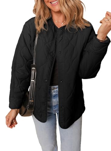 Dokotoo Womens Quilted Lightweight Jackets Button Down Puffer Jacket Coats Padded Outwear with Pockets
