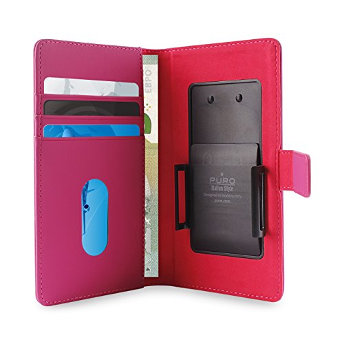 Puro - Universal uniwallet3pnkm - Protective Folio Adjustable (Up To 4.3 "), with 3 compartments for Credit Card and Notes Slot - Pink - Image 2