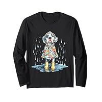 Cute Merle Great Dane Floral Raincoat Rain Boots Puddle Long Sleeve T-Shirt