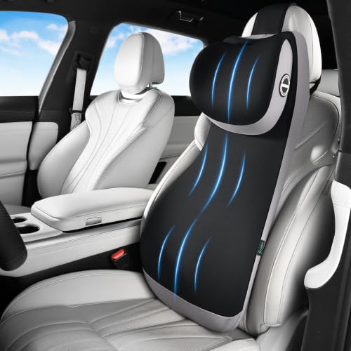 Image of FLORICH Upgraded Car Seat Lumbar Support Pillow and Adjustable Headrest One-Piece Design, Memory Foam Breathable Back Neck Support Cushion, Widened Design for Car Seat Long Driving Back Pain Relief