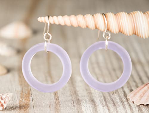 Sea Glass Bottle Top Earrings (Orchid) - Sterling Drop Earrings By Ecoseaco, Using Recycled And Sustainable Material. Handmade In The Usa #TOP4
