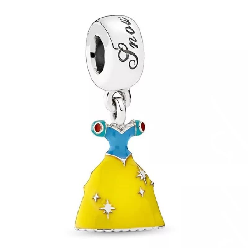 Missangas vestido de princesa da Disney para pulseiras PANDORA colar pulseira europeia charme para mulher menina, Prata, Não aplicável