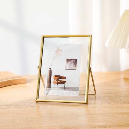 Image of Penny Wise | Trending Slim Gold Metal Photo Frame | Durable & Tarnish Resistant Gold | Eco Friendly Metal | Classy Looking Desk Accessory | Home & Office Decor | Single Piece (8x10 Inches V)
