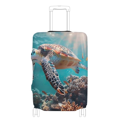 Joisal Print Suitcase Covers Luggage Protector Cute Washable Colorful Coral Sea Turtle Travel Vacation Essentials, L, Fits 26-28 Inch Case