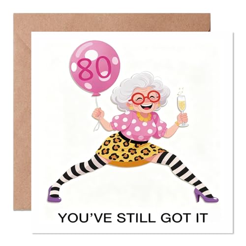 Elegant 80th Birthday Card with Envelope - Heartfelt Milestone Greeting Card & Gifts for Women Perfect 80 Year Old Birthday Decorations for Mom Wife Grandma - Floral Design