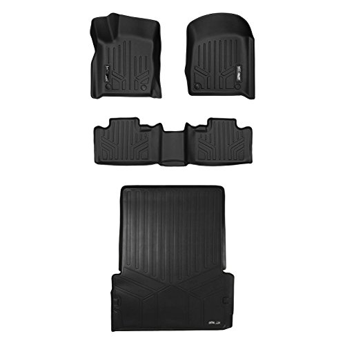 MAXLINER Floor Mats 2 Rows and Cargo Liner Behind 2nd Row Set Black for 2016-2021 Dodge Durango with 2nd Row Bench Seat