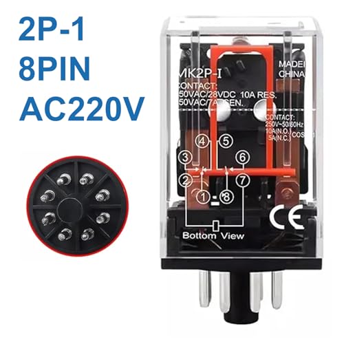 MK2P-I AC 220V Gereral Purpose Relais Binghe 230v Allzweckrelais, koppelrelais 230v, Relais Coil DPDT 8 Pin mit Steckklemme Buchse PYF83A