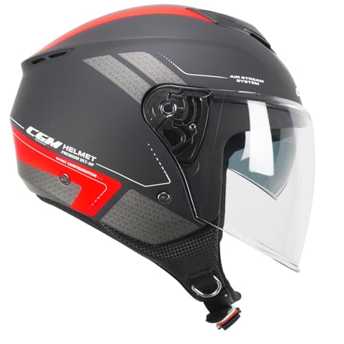 Casque open face CGM 126G IPER City noir rouge mat taille XXL 61cm