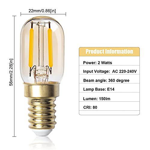 DoRight 6 stuks E14-filament, kandelaarlampen, 2 W, LED-gloeilamp, T22, dimbaar, vintage barnsteenglas, buislamp… - Afbeelding 4