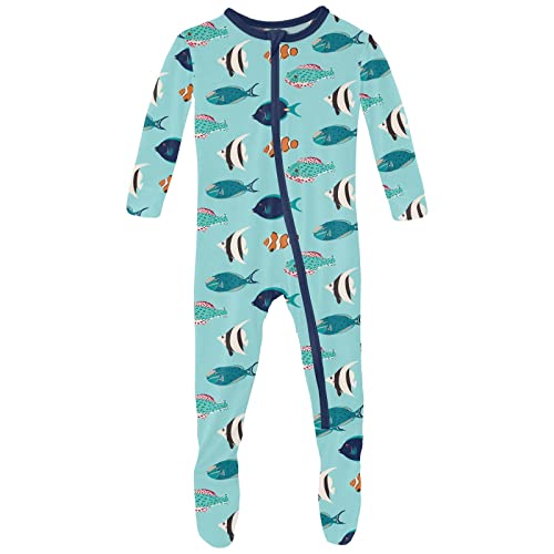 Image of KicKee Print Footie with Zipper, Super Soft One-Piece Jammies, Sleepwear for Babies and Kids, Spring 3 Vintage