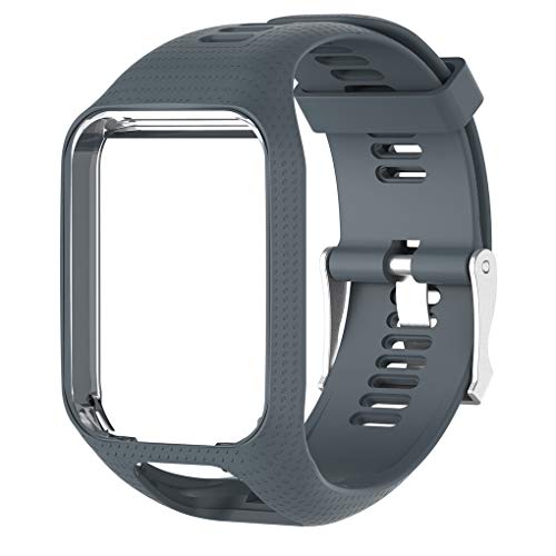 BeIilan Reemplazo de Correa de Silicona Banda para la muñeca Correa para la Correa de Tomtom para Tomtom Runner 2 3 2 3 3 Spark, Gris
