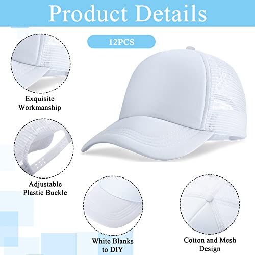 Image of Handepo 12 Pack Kids Trucker Hats Adjustable Mesh Caps Blank