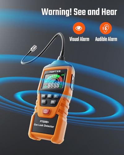 Rechargeable Gas Leak Detector, PT520B+ Natural Gas Leak Detector with a 17-inch Probe to Situate Gas Leaks for Propane, Natural Gas, Methane, LPG in RV or Home, Measuring PPM or%LEL - Orange - Image 6