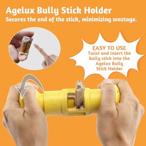 Agelux Bully Stick Halter für Hunde – gezackter Metall-Kauhalter für kleine, mittelgroße und große Hunde – hält Bully Sticks sicher – 13 cm Größe