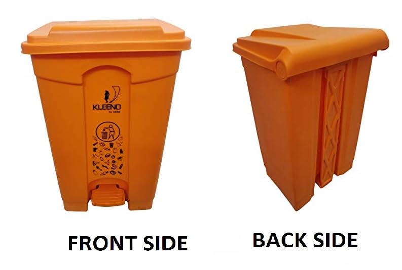 Image of Cello Strong Plastic Step-On Pedal Garbage Dustbin 60 Ltr (Orange & Orange) Combo
