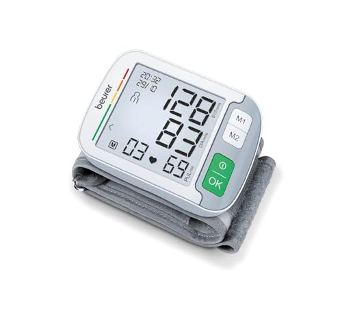 Beurer BC 51 Tensiómetro de muñeca, indicación de posicionamiento, pantalla XL, indicador de riesgo en color, detección de arritmias, 2 x 120 posiciones de memoria