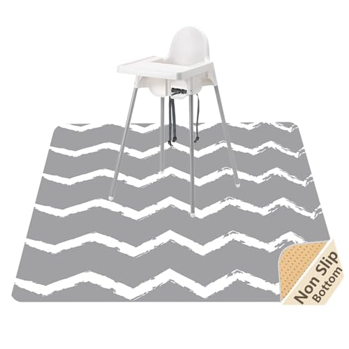 Image of Splat Mat for Under High Chair, Waterproof Washable High Chair Floor Mat | 51 inchx51 inch Reusable Splash Mat, Non-slip Backing, Wipeable Floor Protector and Food Mat for Baby Meals, BLW, Crafts, Play