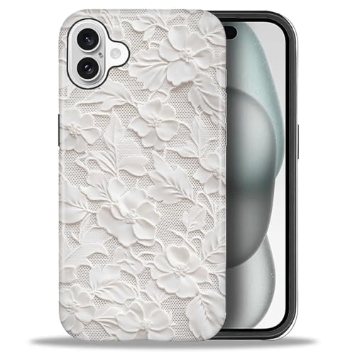 Coque iPhone 16 Plus protection antichoc durable motif floral blanc DAIZAG