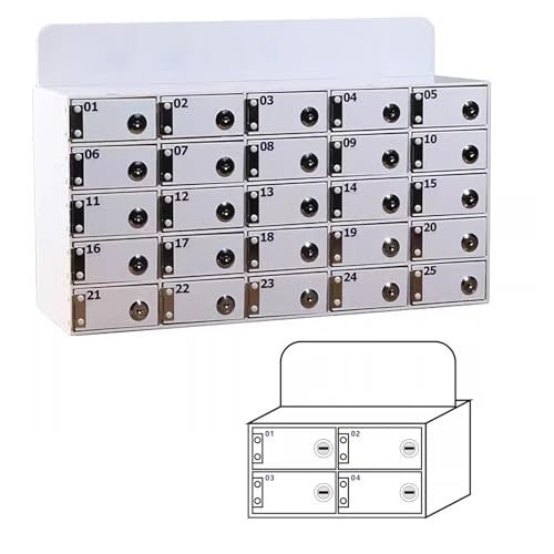 Taquillas de acrílico blanco multiranura con llaves individuales – Almacenamiento de teléfono celular de 6 ranuras para empleados en fábricas, oficinas y espacios de trabajo