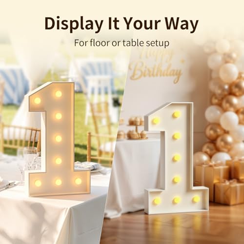 Image of Marquee Numbers 3 Feet Tall Large Light Up Numbers 10th 10 Year Old Birthday Decorations Big Yellow Light Outdoor Anniversary Decorations Balloon Arch Kit Party Backdrop 10