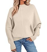 LILLUSORY Women's Oversized Mock Neck Sweaters Trendy Pullover 2024 Fall Outfits Knit Batwing Win...