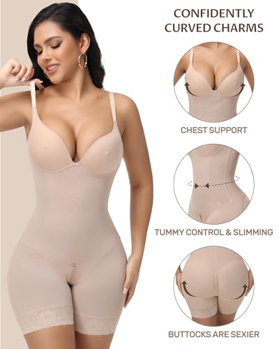 Image of SHAPESHE Womens Shapewear Bodysuit Built In Bra Body Shaper Tummy Control Low Back