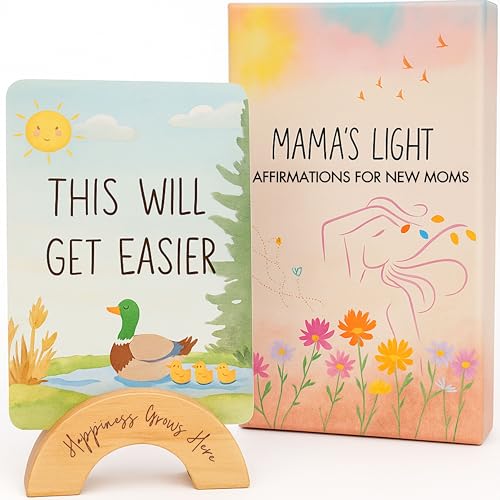 Image of Enqli New Mom Affirmation Cards with Stand, Pack of 30, Postpartum Gifts for New Mom Self Care, Mama Gift for Women after Birth