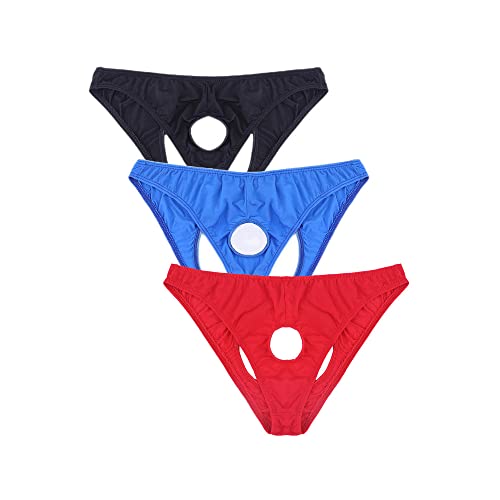 Mens Ice Silk Open Front Back Bikini Briefs Panties Underwear