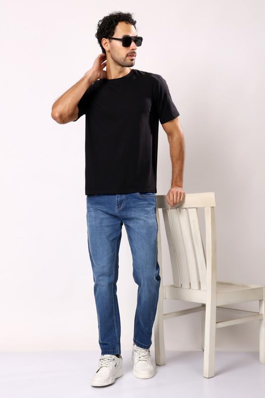 Image of London Hills Men's Ankle Length Denim Jeans | Slim Fit Ankle Jeans for Men | Casual Wear | No Alteration