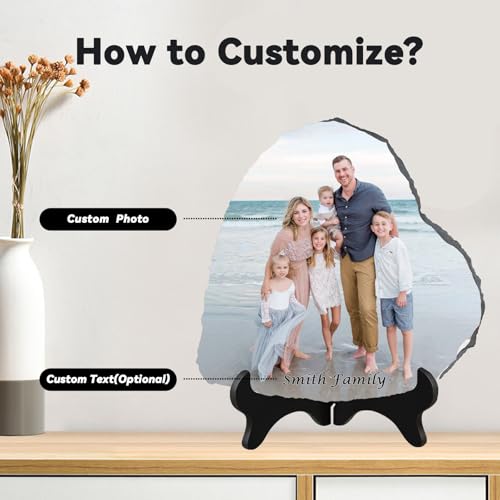 Xuggae Personalized Photo Stone Frame Plaque, Custom Rock Slate Frame With Photo thumb #1