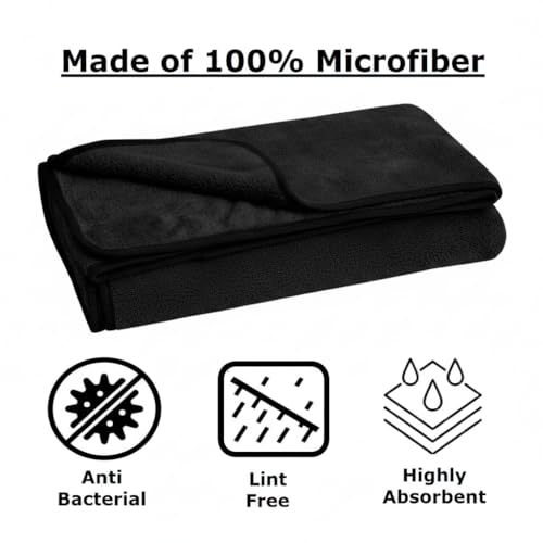 Image of Cotton Bolls Microfiber Large Bath Towel Quick Dry Super Soft Higly Absorbent Lint Free Towel for Bath for Men and Women, Travel, Gym, Beach, Pool, Yoga 70x140 CM Black