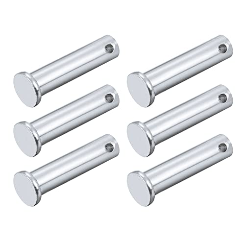 METALLIXITY Clevis Pins (10mmx40mm) 6Pcs, Single Hole Flat Head Carbon Steel Fastener Pin - for Metal Devices, Furniture Installation, Industrial, DIY