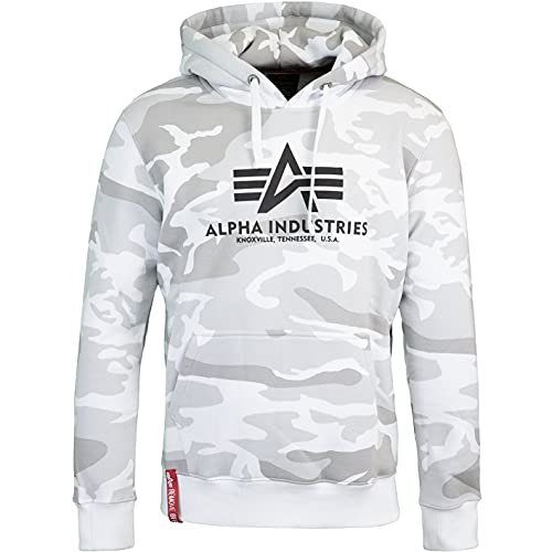 ALPHA INDUSTRIES Basic Logo Camo Hoody (XL, White camo)