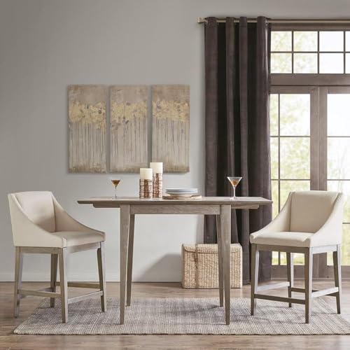 Image of Simon Modern Bar Stool Kitchen Island Chair Sleek Counter Height Sturdy Wood Frame Upholstered Seat Contemporary Design for Home Dining Breakfast Cream Finish