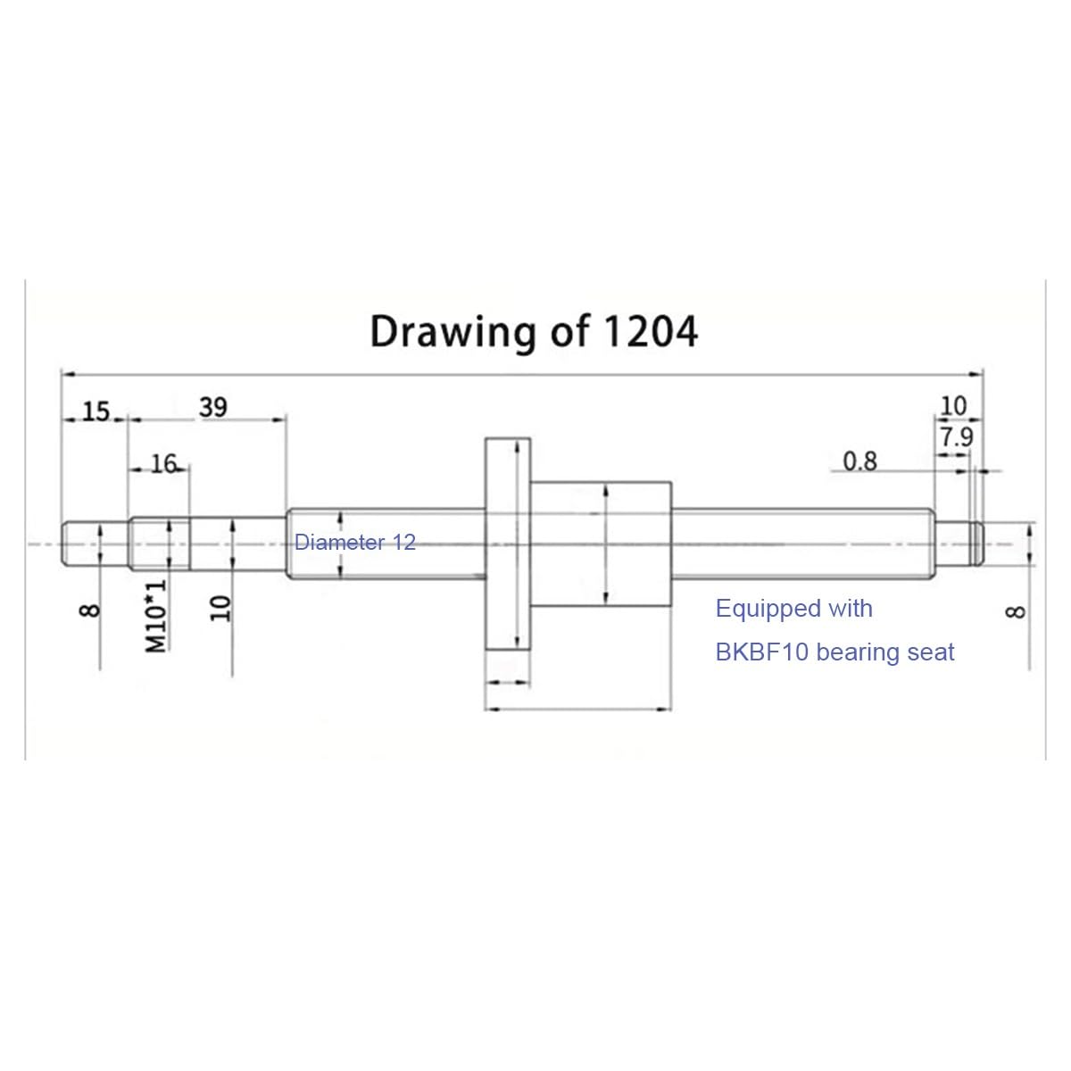 SFU1204 Wrzeciono Kulowe, 250 300 350 400 450 500 550 600 800 900 Mm, Walcowane Wrzeciono Kulowe Z Kołnierzem Pojedyncza Nakrętka Kulowa 1204, Końcówka BK/BF10, CNC(Guide Length 4) 50 mm)