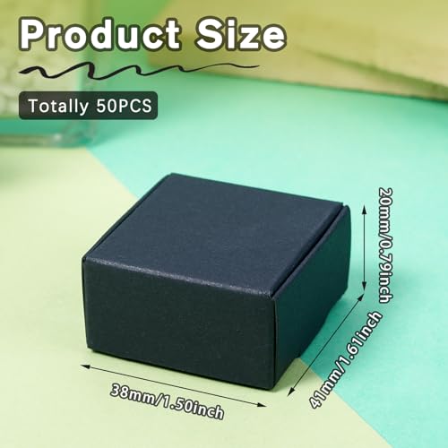 Craftdady Quadratische Faltschachteln aus Wellpappe, 4,1 x 3,8 x 2 cm, Schwarz, für Versand, Aufbewahrung, Geschenkverpackung, 50 Stück