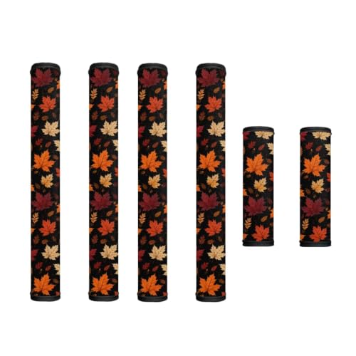 Image of Refrigerator Door Handle Covers Set of 6 Washable Kitchen Appliance Decor Handles Keep Clean Anti-Slip Fridge Accessories Home Fall Decor, Maple Leaf Black