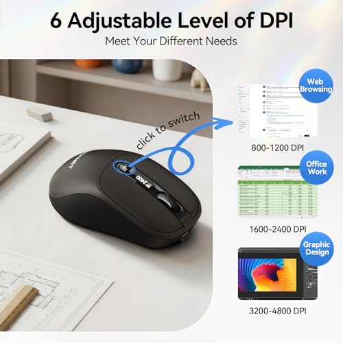 TECKNET Tri-Mode Rechargeable Bluetooth Mouse with LED Display for Laptop - image 6