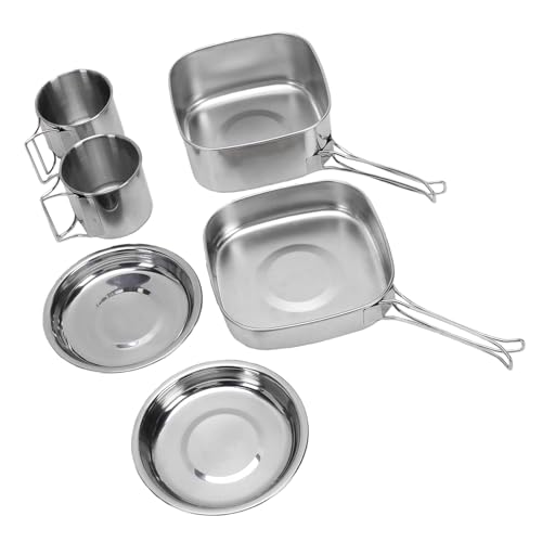 Set de Cocina Portátil para Camping BAFOVY de Acero Inoxidable con 6 Piezas Apilables para 2-3 Personas miniatura 2